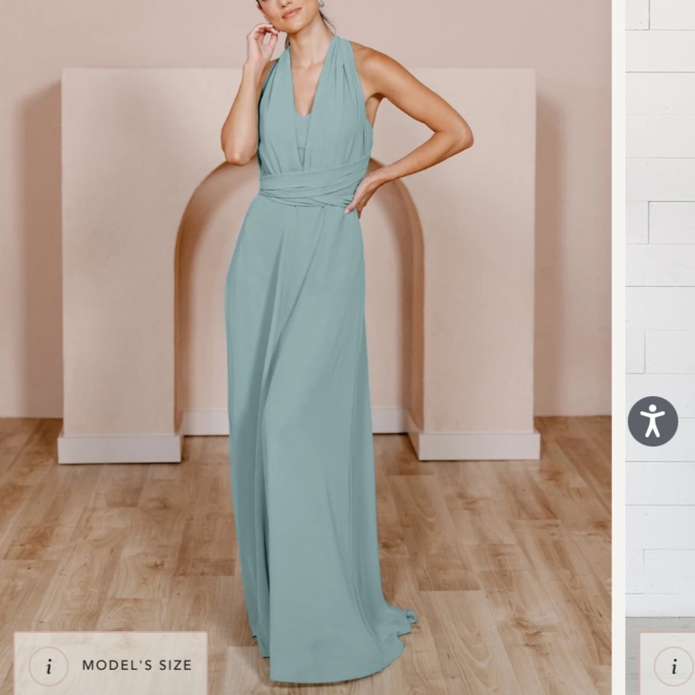 Revelry Devan Convertible Chiffon Bridesmaid Dress in Powder Sky Size 6 Petite